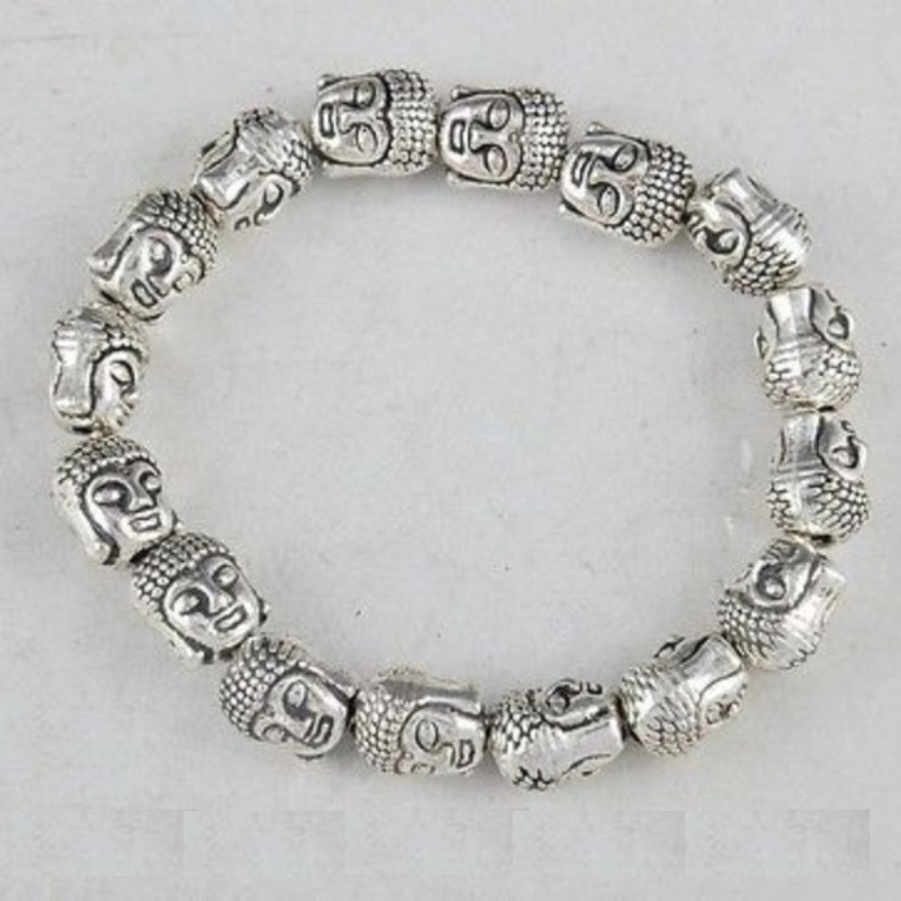 Bracelet ~ Buddha Head ~ Silver ~ 9" ~ For Her